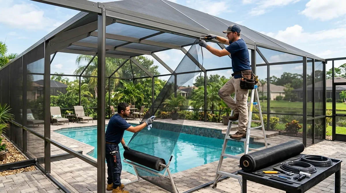 pool enclosure rescreening