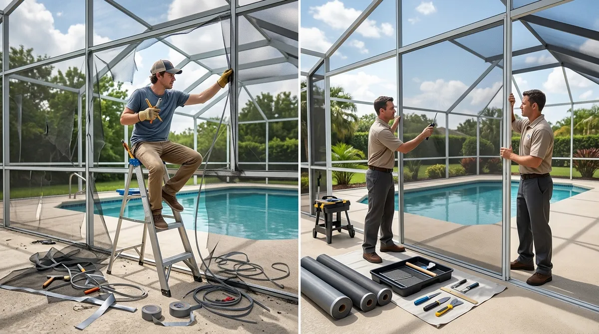 pool enclosure rescreening